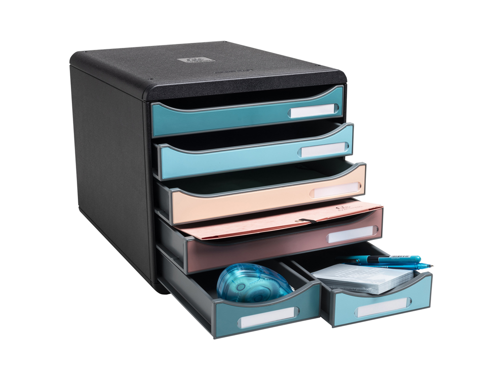 BLOCO CLASSIFICADOR DE SECRETARIA EXACOMPTA SKANDI DIN A4+ POLIPROPILENO RECICLADO 6 GAVETAS CORES SORTIDAS 347X278X271