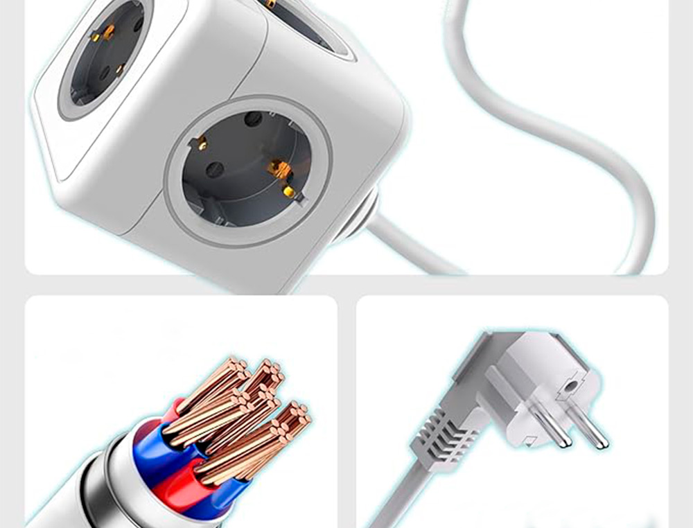 EXTENSAO Q-CONNECT EM CUBO MULTIPLE POWER CUBE 5 EM 1 CABO DE 1,4 MT 5 TOMADAS DE CORRENTE 75X75X112MM