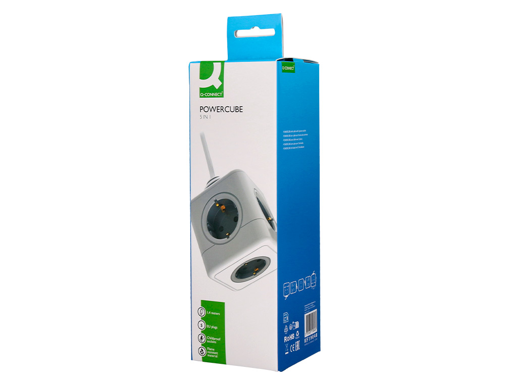 EXTENSAO Q-CONNECT EM CUBO MULTIPLE POWER CUBE 5 EM 1 CABO DE 1,4 MT 5 TOMADAS DE CORRENTE 75X75X112MM