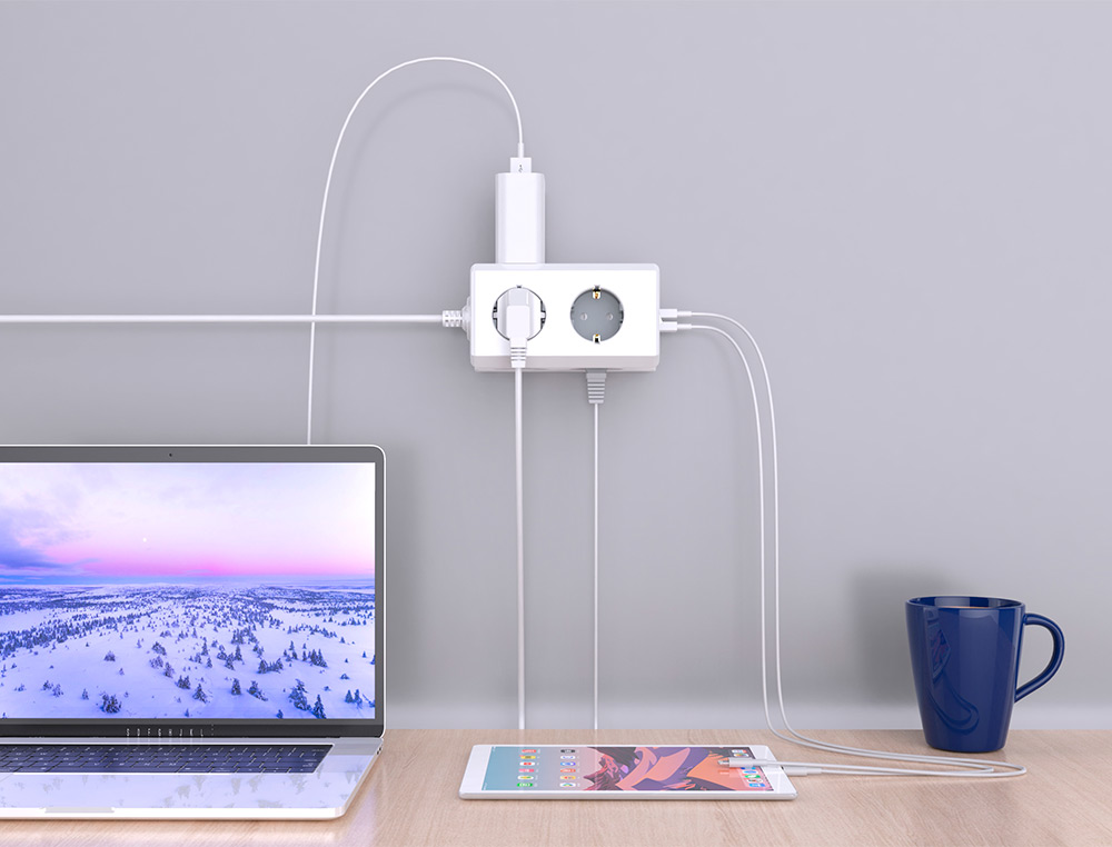 EXTENSAO Q-CONNECT MULTIPLE 10 EM 1 CABO 1,4 MT 6 TOMADAS DE CORRENTE+3 USB+1 USB TIPO C 140X76X87MM