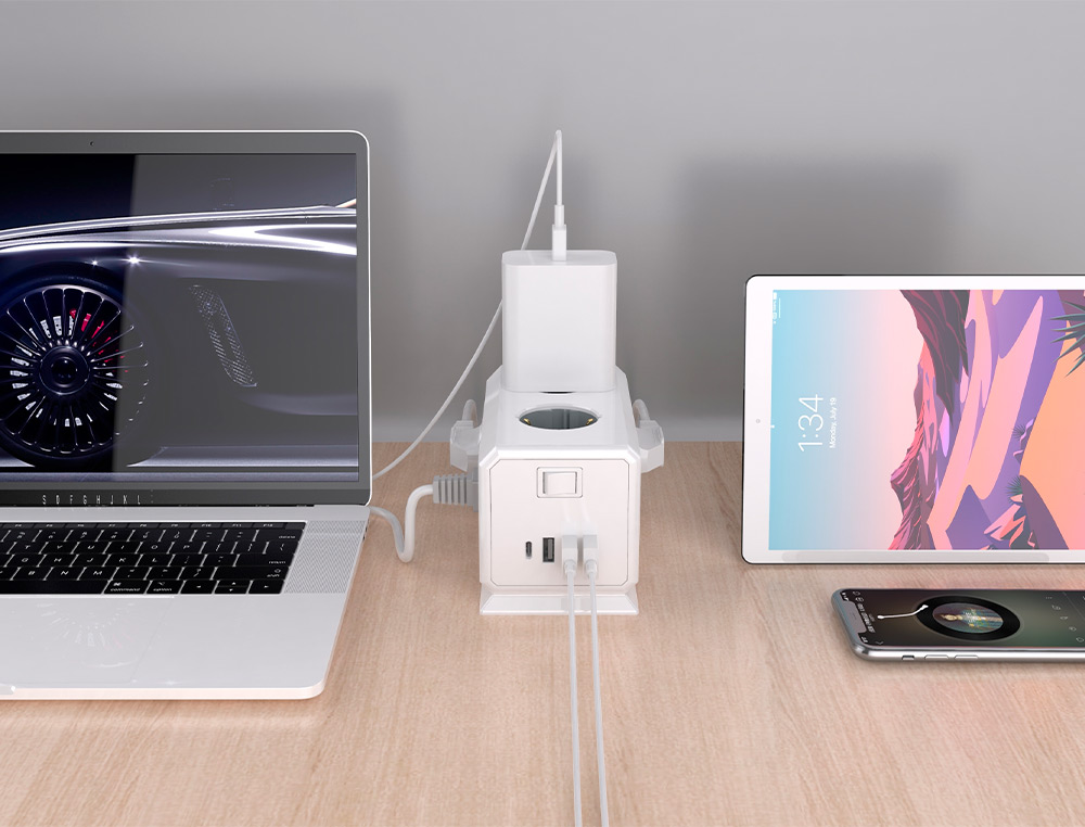 EXTENSAO Q-CONNECT MULTIPLE 10 EM 1 CABO 1,4 MT 6 TOMADAS DE CORRENTE+3 USB+1 USB TIPO C 140X76X87MM