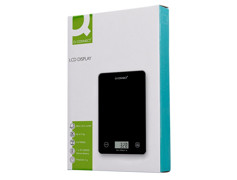 BALANCA PRECISAO Q-CONNECT DIGITAL COM ECRA LCD PRECISAO 1 GR CAPACIDADE DE 5 GR A 5 KG 200X135X16MM
