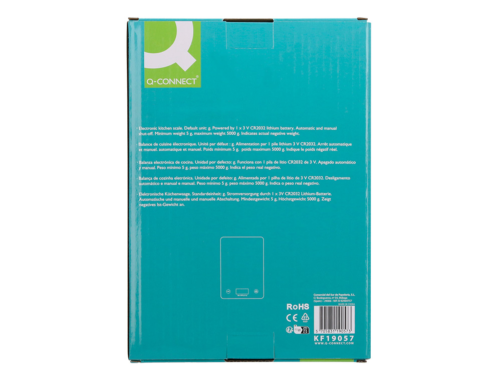 BALANCA PRECISAO Q-CONNECT DIGITAL COM ECRA LCD PRECISAO 1 GR CAPACIDADE DE 5 GR A 5 KG 200X135X16MM