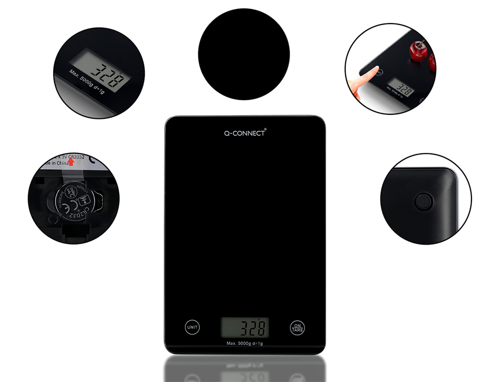 BALANCA PRECISAO Q-CONNECT DIGITAL COM ECRA LCD PRECISAO 1 GR CAPACIDADE DE 5 GR A 5 KG 200X135X16MM