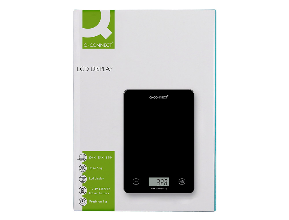 BALANCA PRECISAO Q-CONNECT DIGITAL COM ECRA LCD PRECISAO 1 GR CAPACIDADE DE 5 GR A 5 KG 200X135X16MM