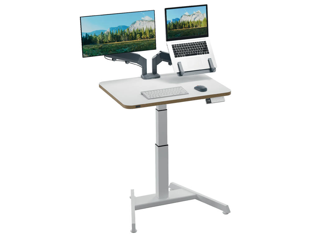 MESA LEITZ ERGO REGULAVEL EM ALTURA ELETRICAMENTE TABULEIRO 80X60 CM COM USB-C E USB 5V COR BRANCO