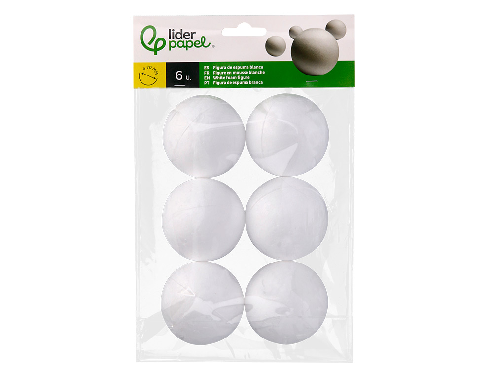 FIGURA DE ESPUMA BRANCA LIDERPAPEL BOLA DE 7 CM BOLSA COM 6 UNIDADES