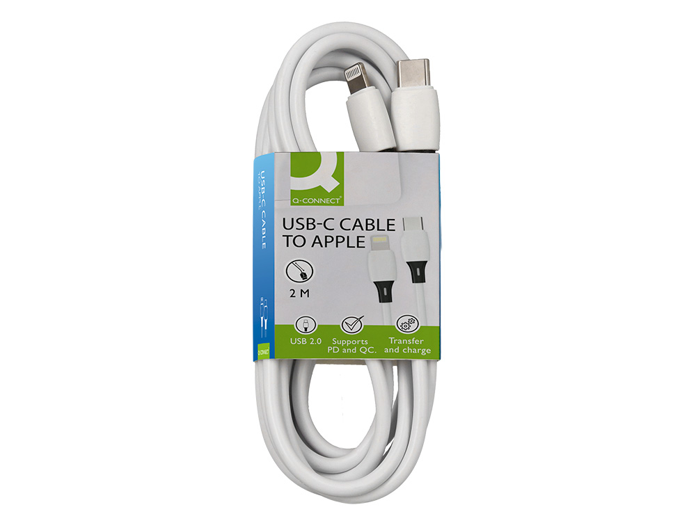 CABO USB-C A APPLE Q-CONNECT PVC COMPRIMENTO 2M BRANCO