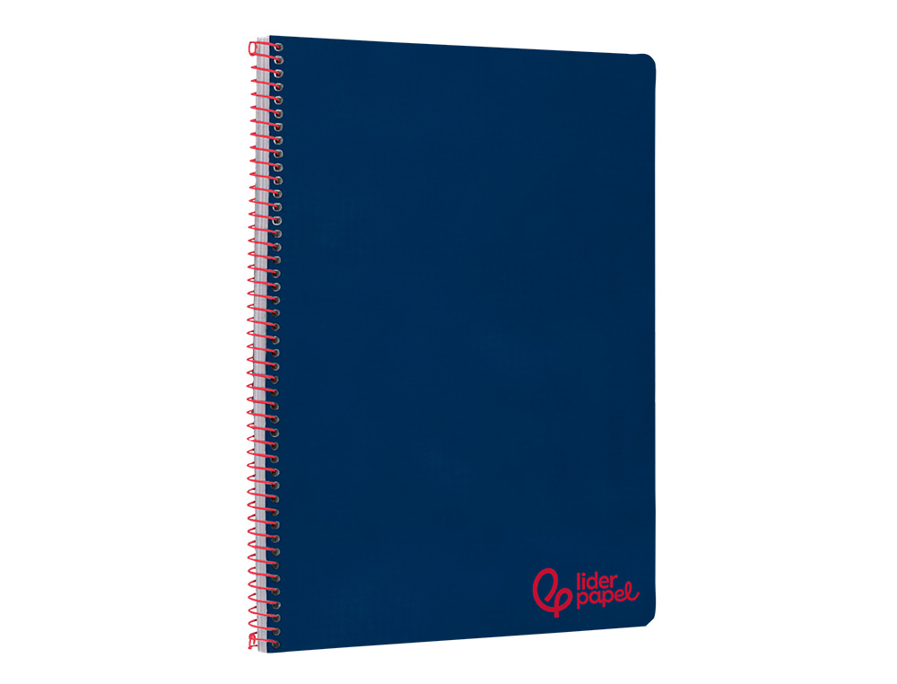 CADERNO ESPIRAL LIDERPAPEL WONDER DIN A4 CAPA PLASTICO 80F 90GR PAUTADO COM MARGEM COR AZUL MARINHO