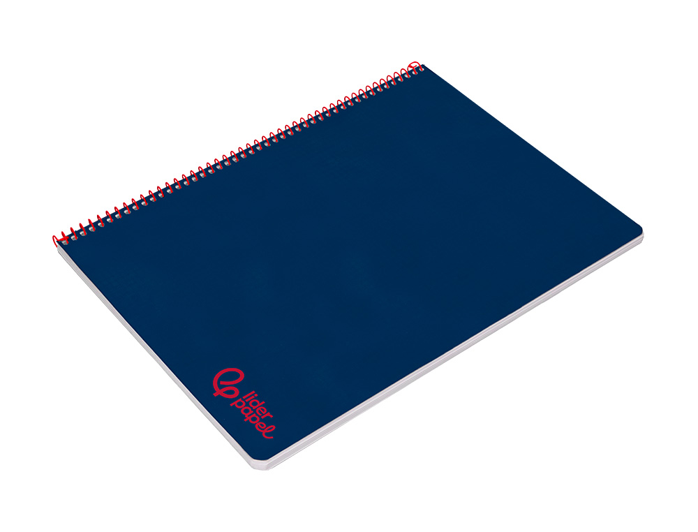 CADERNO ESPIRAL LIDERPAPEL WONDER DIN A4 CAPA PLASTICO 80F 90GR PAUTADO COM MARGEM COR AZUL MARINHO