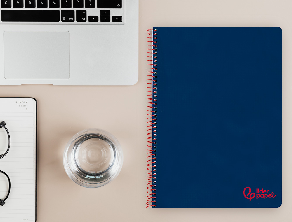 CADERNO ESPIRAL LIDERPAPEL WONDER DIN A4 CAPA PLASTICO 80F 90GR PAUTADO COM MARGEM COR AZUL MARINHO