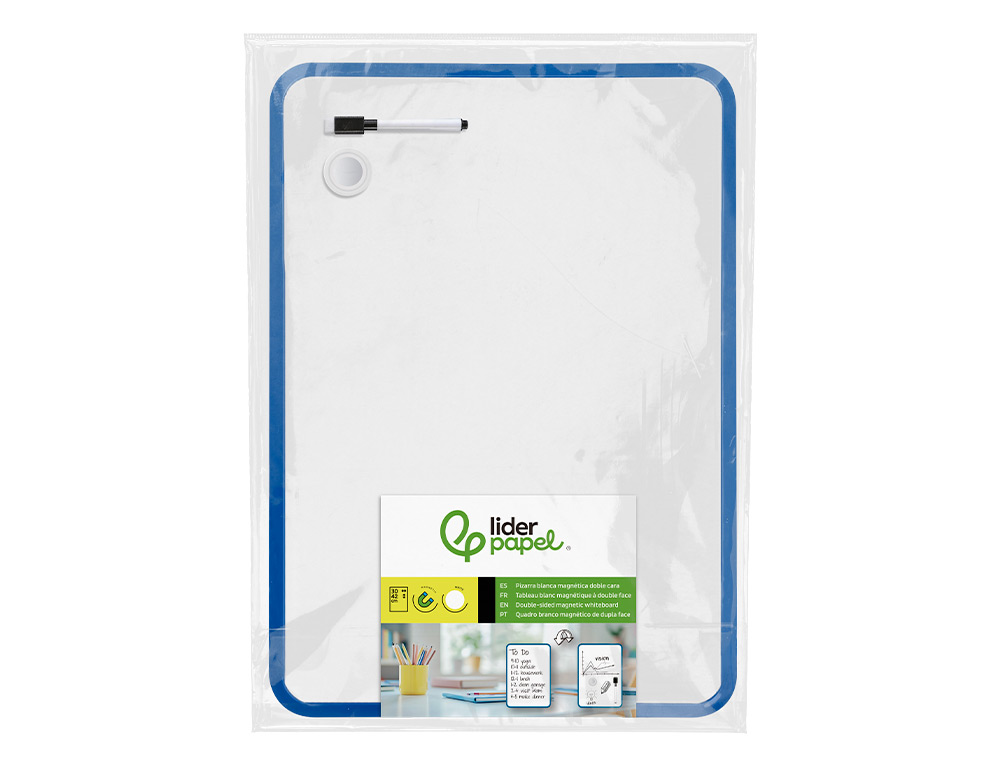 QUADRO BRANCO LIDERPAPEL 30X42 CM MAGNETICO DUPLA FACE LISO COM MARCADOR IMAN E APAGADOR
