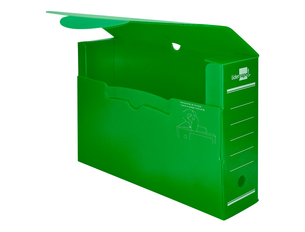 CAIXA PARA ARQUIVO MORTO LIDERPAPEL EM POLIPROPILENO VERDE FORMATO 360X260X100 MM