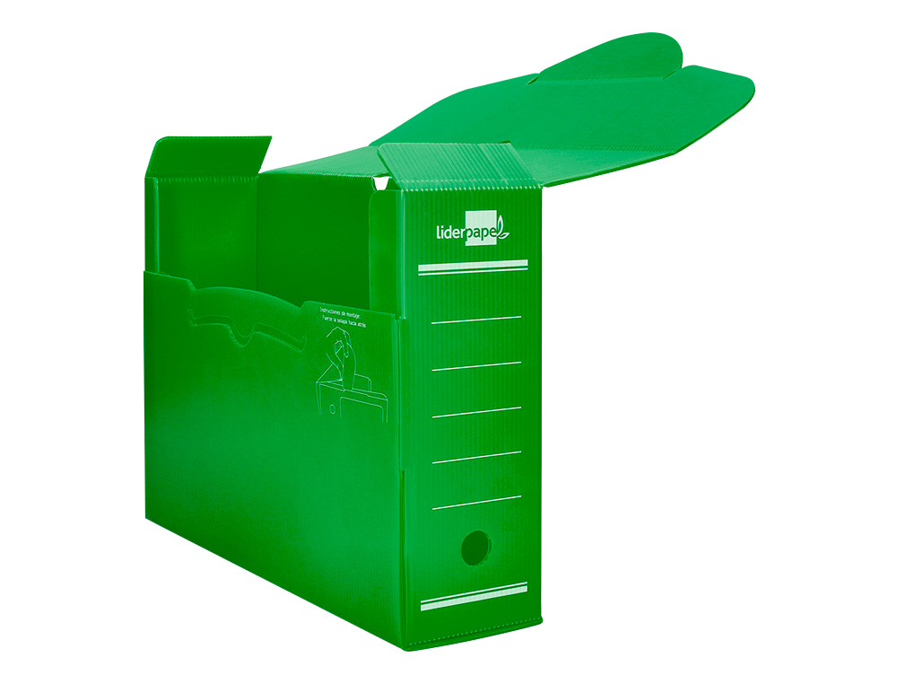 CAIXA PARA ARQUIVO MORTO LIDERPAPEL EM POLIPROPILENO VERDE FORMATO 360X260X100 MM