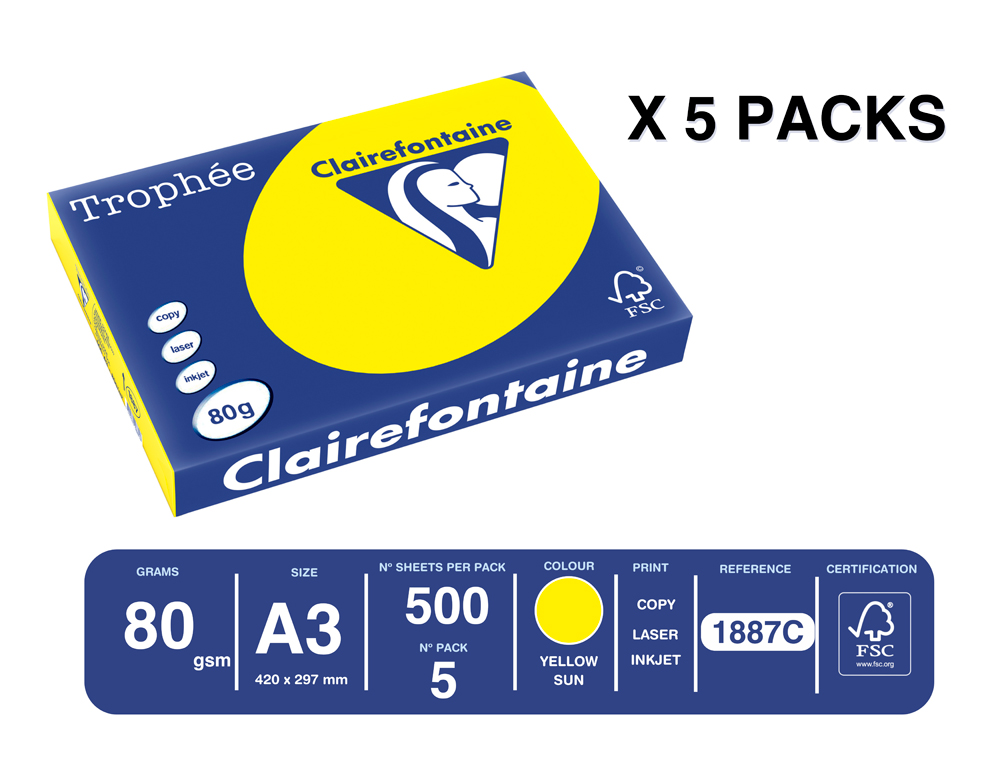 PAPEL COR TROPHEE A3 80 GR SOL INTENSO EMBALAGEM DE 500 FOLHAS