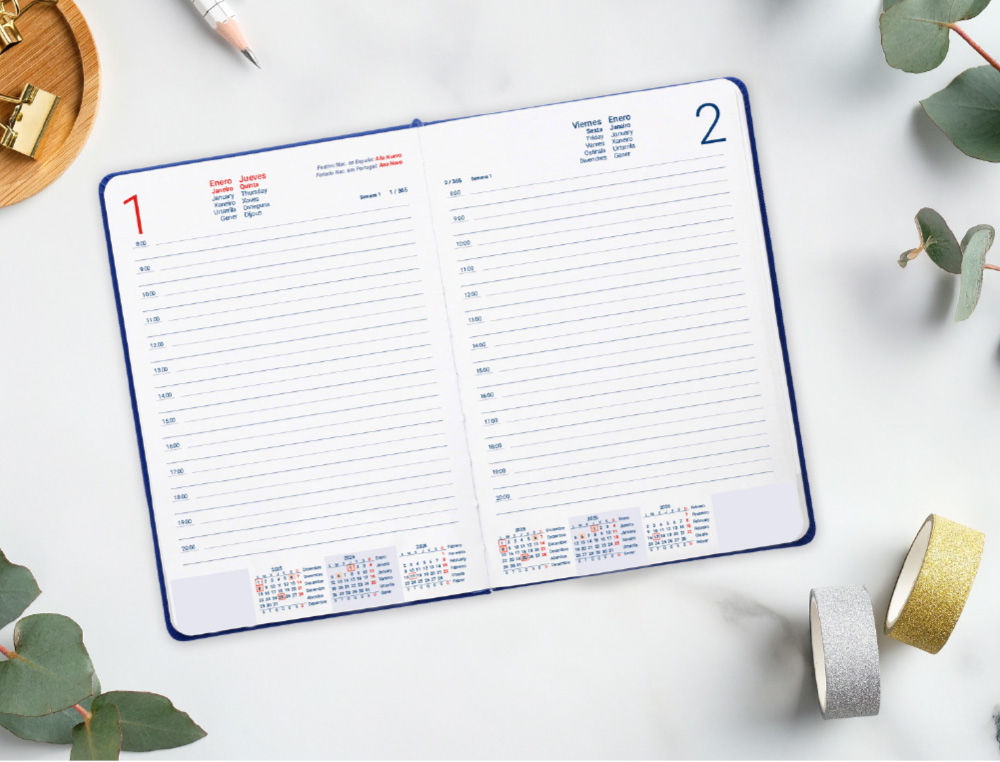 AGENDA ENCADERNADA LIDERPAPEL EFIRA A5 2026 DIA PAGINA ROSA PAPEL 70 GR FSC