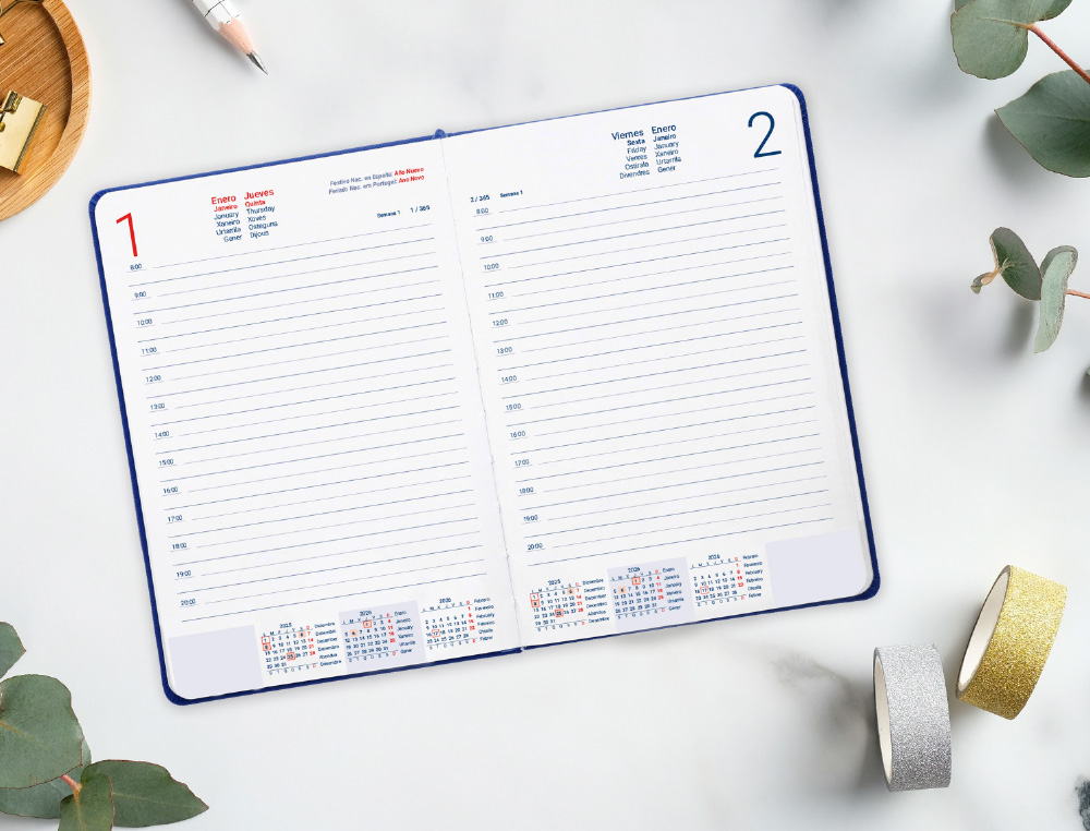 AGENDA ENCADERNADA LIDERPAPEL ANAFI A5 2026 DIA PAGINA AUZL PAPEL 70 GR FSC