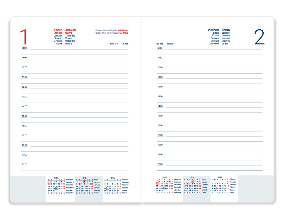 AGENDA ENCADERNADA LIDERPAPEL CORFU 15X21 2026 DIA PAGINA AZUL CLARO PAPEL 60 GR FSC