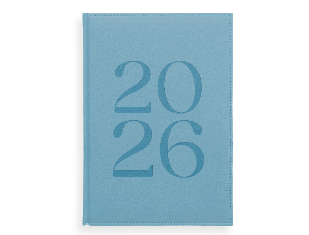 AGENDA ENCADERNADA LIDERPAPEL CRETA 17X24 2026 DIA PAGINA AZUL CLARO PAPEL 70 GR FSC