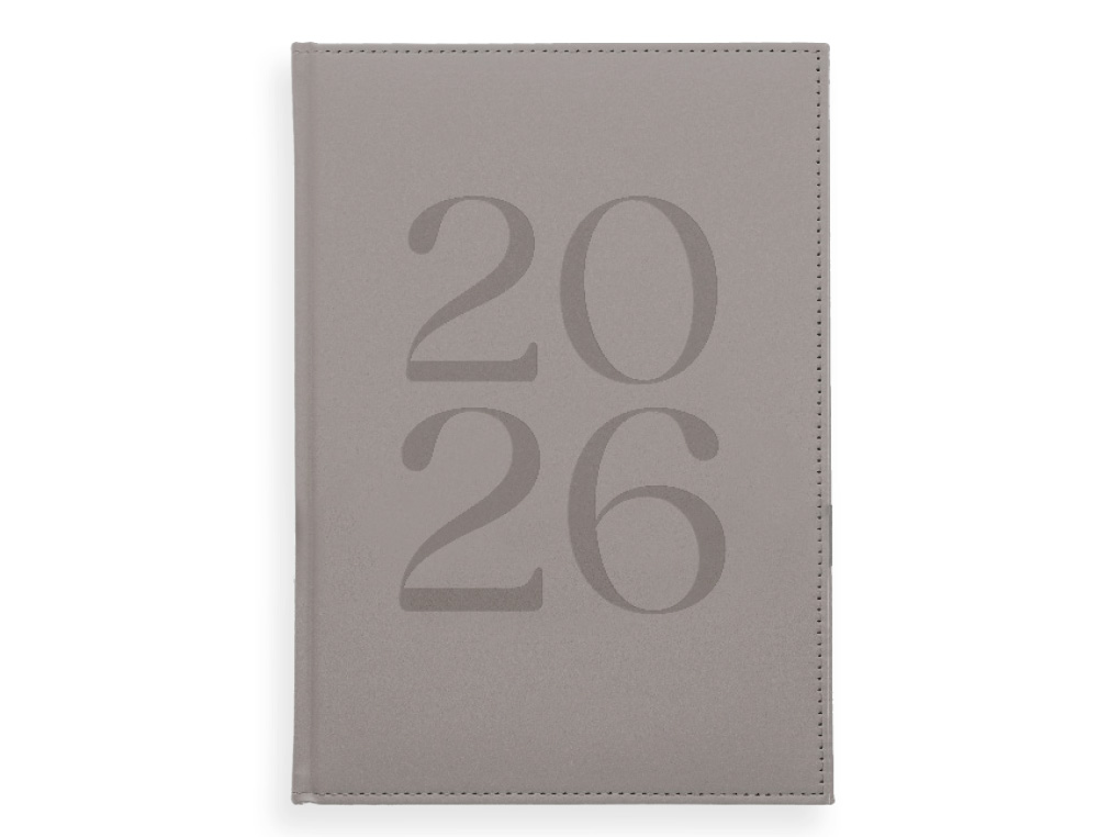 AGENDA ENCADERNADA LIDERPAPEL CRETA 17X24 2026 DIA PAGINA CINZA PAPEL 70 GR FSC