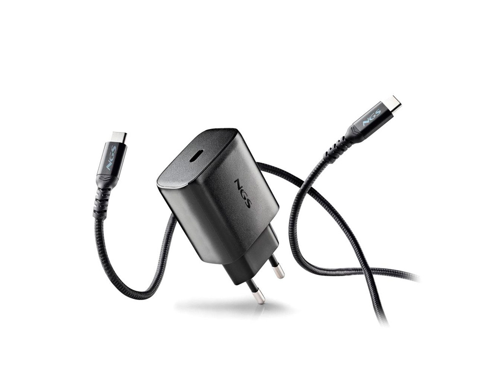 CARREGADOR GAN NGS DE PAREDE ULTRA RAPIDO PARA PORTATIL DE 45W COM SAIDA TIPO USB-C E CABO USB-C A USB-C COMPRIMENTO 1,5
