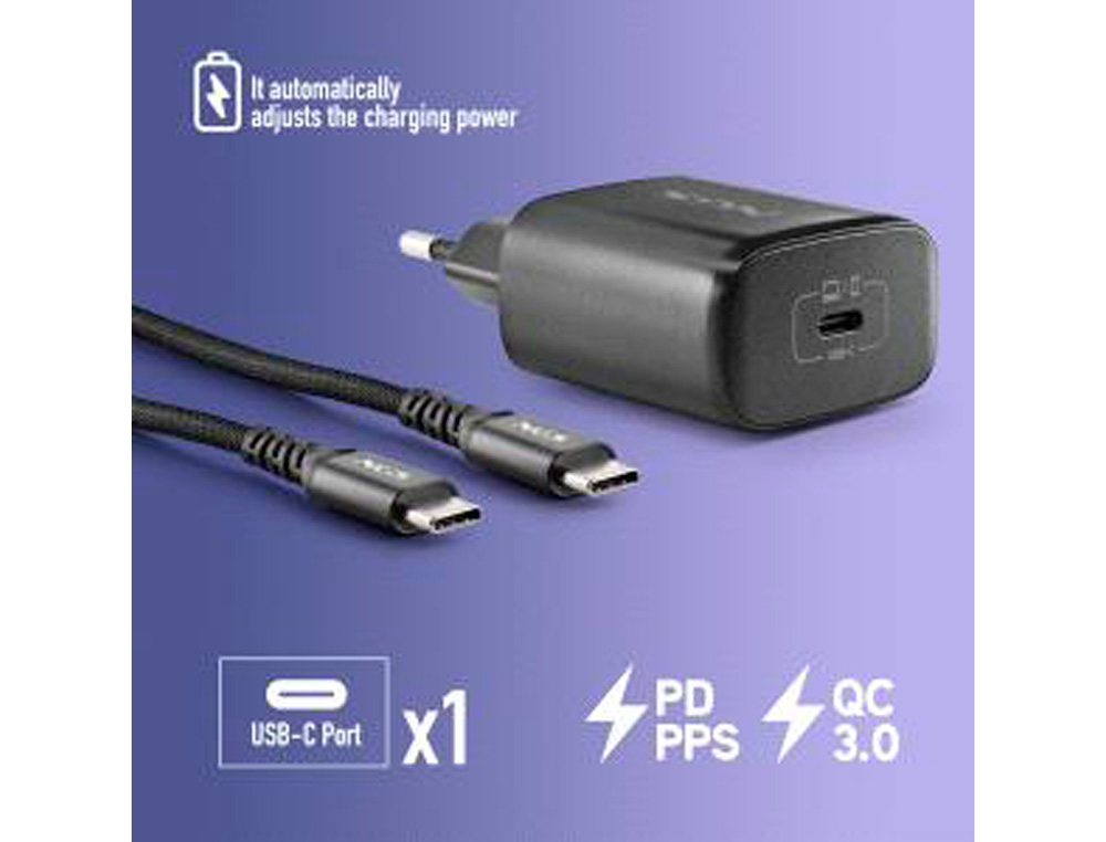 CARREGADOR GAN NGS DE PAREDE ULTRA RAPIDO PARA PORTATIL DE 45W COM SAIDA TIPO USB-C E CABO USB-C A USB-C COMPRIMENTO 1,5
