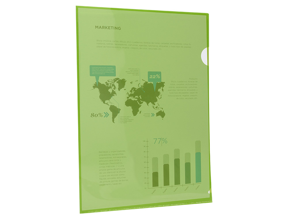 BOLSA DOSSIER LIDERPAPEL DIN A4 POLIPROPILENO VERDE TRANSLUCIDO 20 FOLHAS