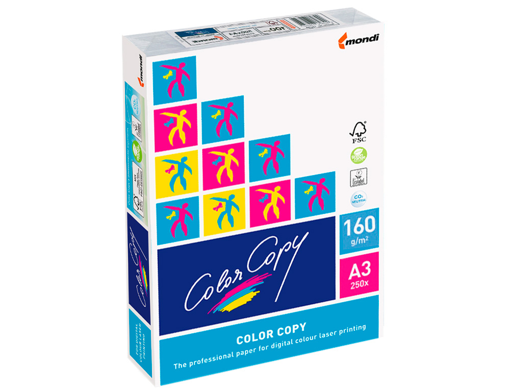 PAPEL COLOR COPY DIN A3 160 GR EMBALAGEM DE 250 FOLHAS