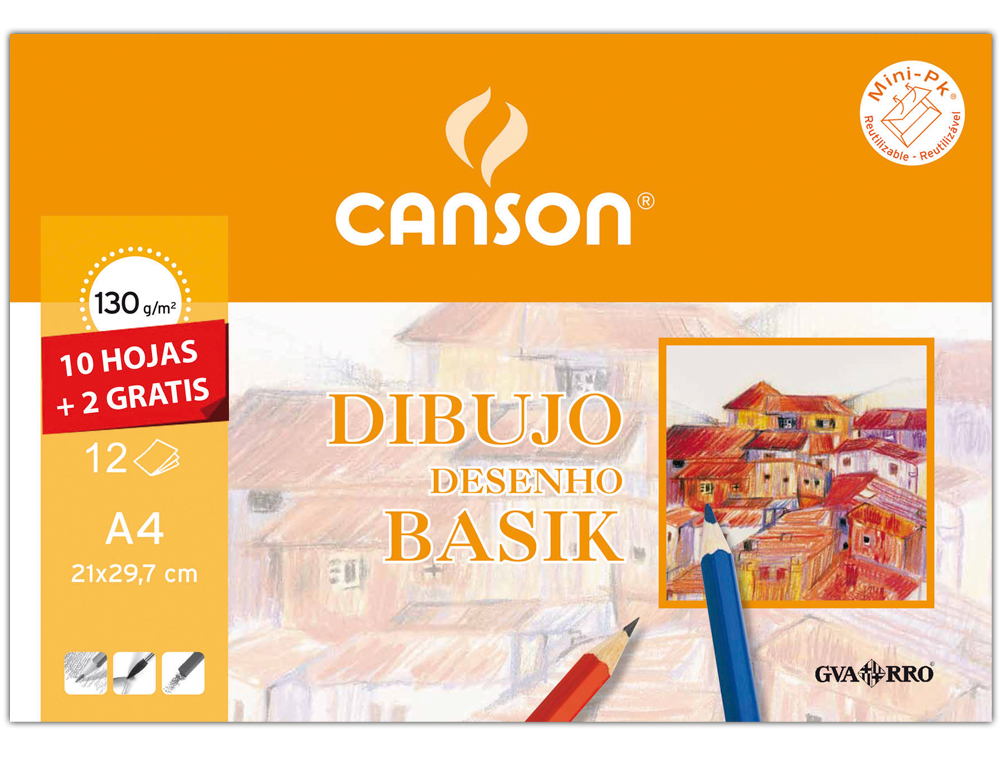 PAPEL DE DESENHO BASIK 210X297 130 GR COM ESQUADRIA EM MINIPACK DE 10 FOLHAS