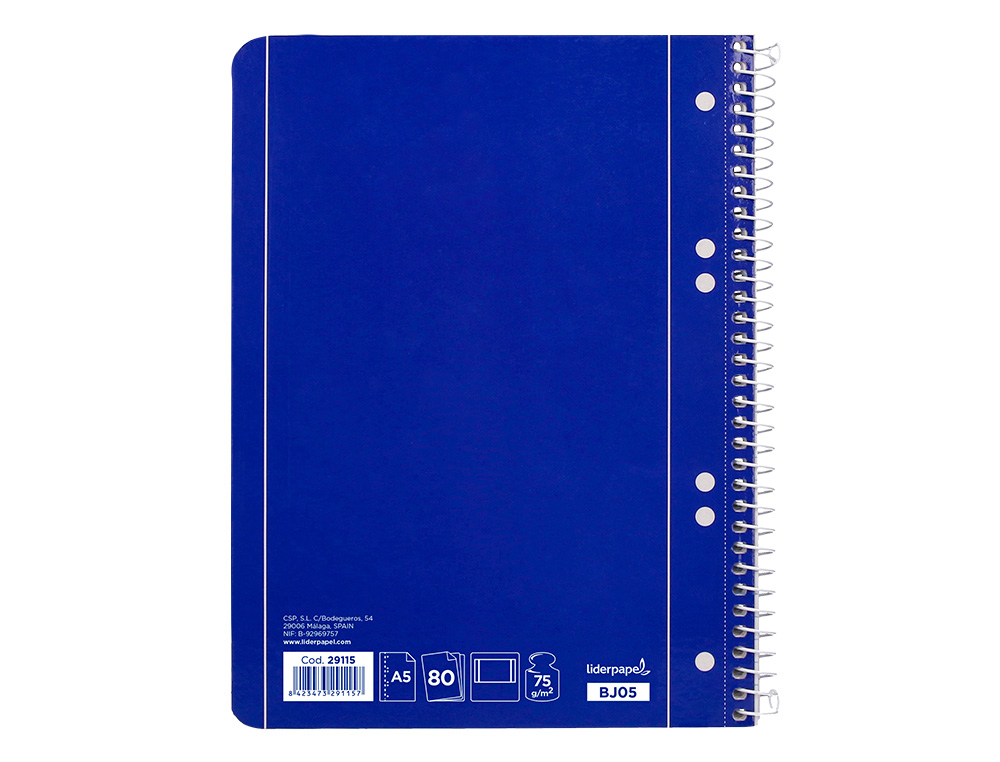 CADERNO ESPIRAL LIDERPAPEL CAPA AZUL MICRO 80 F DIN A5 LISO