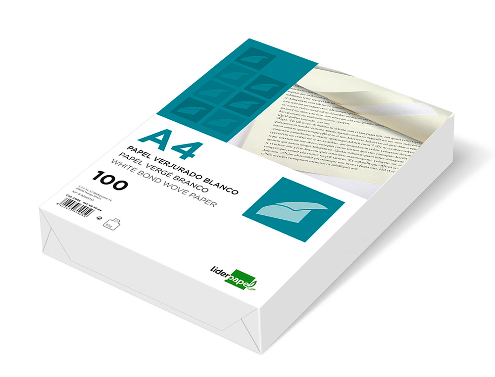 PAPEL VERGE LIDERPAPEL DIN A4 120 GR BRANCO EMBALAGEM DE 100 FOLHAS