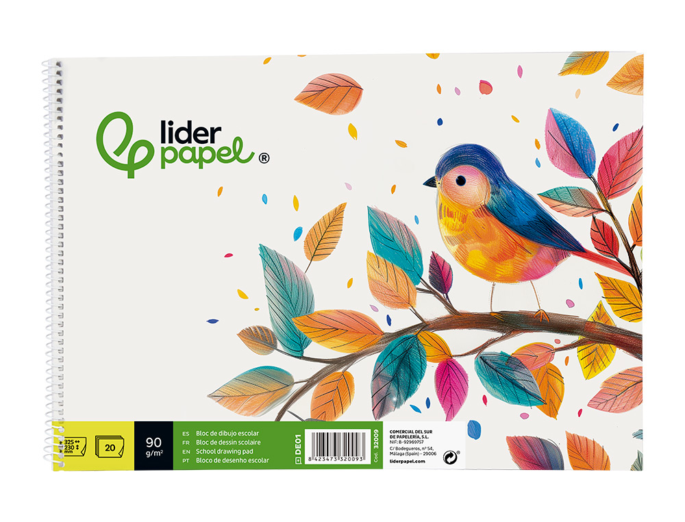 BLOCO DESENHO LIDERPAPEL 20FLS. 90GRS TAMANHO 230X325 MM