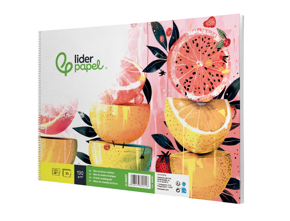 BLOCO DE DESENHO LIDERPAPEL VERONA ESPIRAL 20 FOLHAS BRANCO 230X325MM