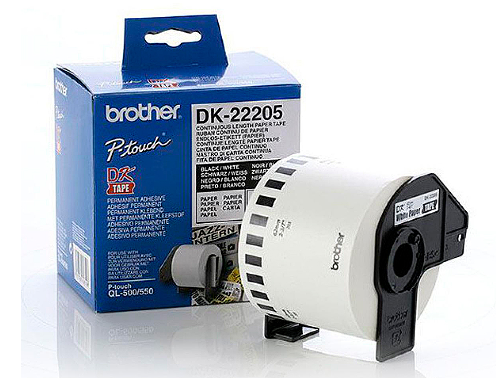ETIQUETAS CONTINUAS BROTHER DK22205 BRANCO 62MM X 30,48M PAPEL TERMICO