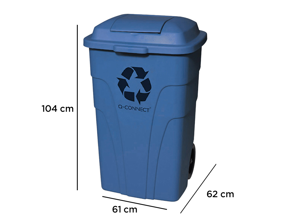 CONTENTOR DE LIXO Q-CONNECT PLASTICO COM 2 RODAS COR AZUL COM CAPACIDADE PARA 240 LITROS