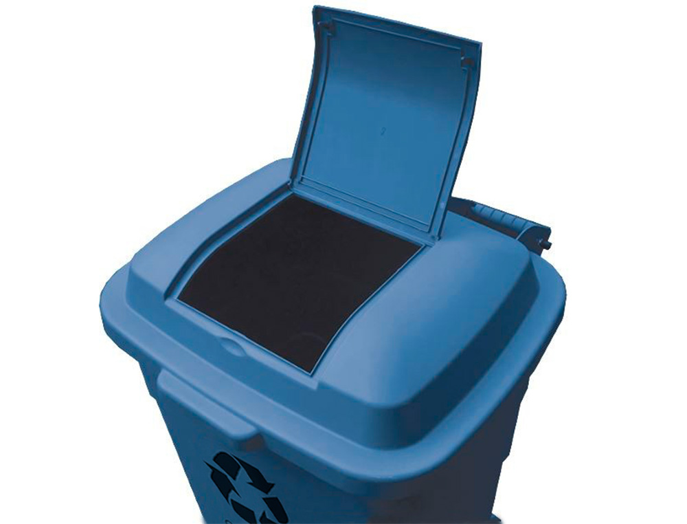 CONTENTOR DE LIXO Q-CONNECT PLASTICO COM 2 RODAS COR AZUL COM CAPACIDADE PARA 240 LITROS