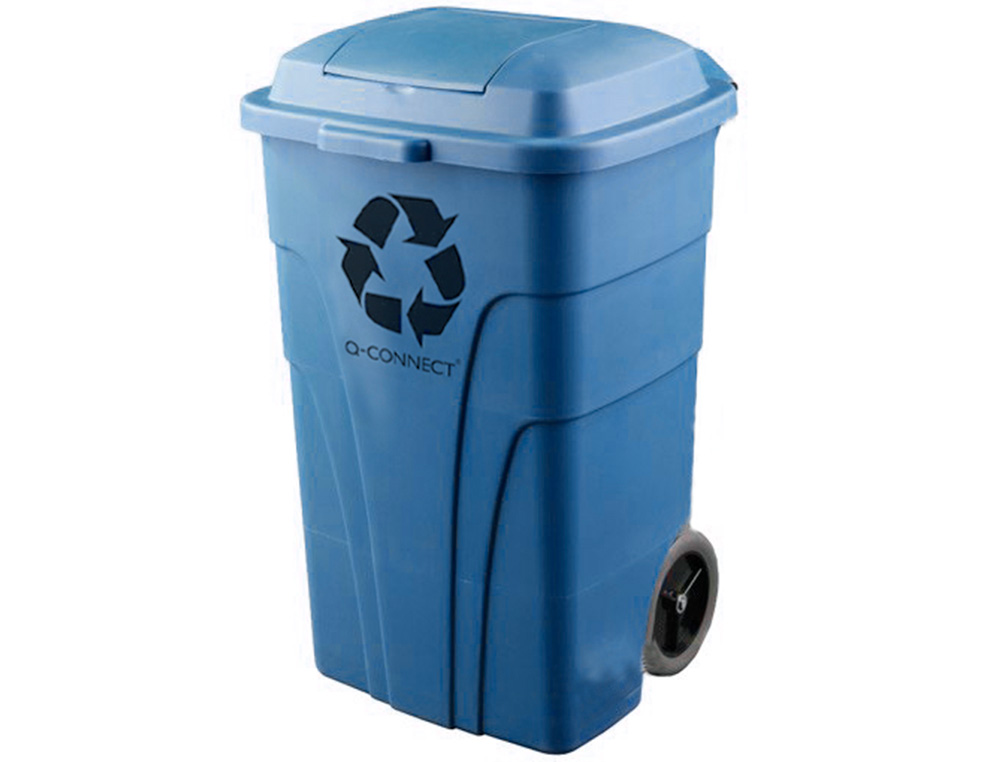 CONTENTOR DE LIXO Q-CONNECT PLASTICO COM 2 RODAS COR AZUL COM CAPACIDADE PARA 240 LITROS