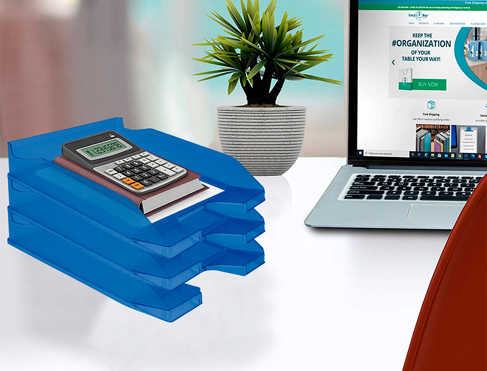 TABULEIRO DE SECRETARIA Q-CONNECT PLASTICO AZUL TRANSPARENTE