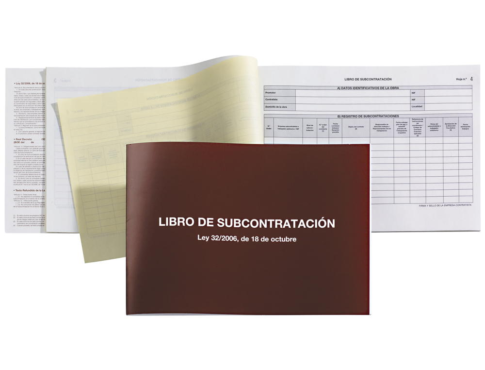 LIBRO SUBCONTRATACION MIQUELRIUS FOLIO NATURAL JUEGO DE 10 HOJAS AUTOCOPIATIVAS