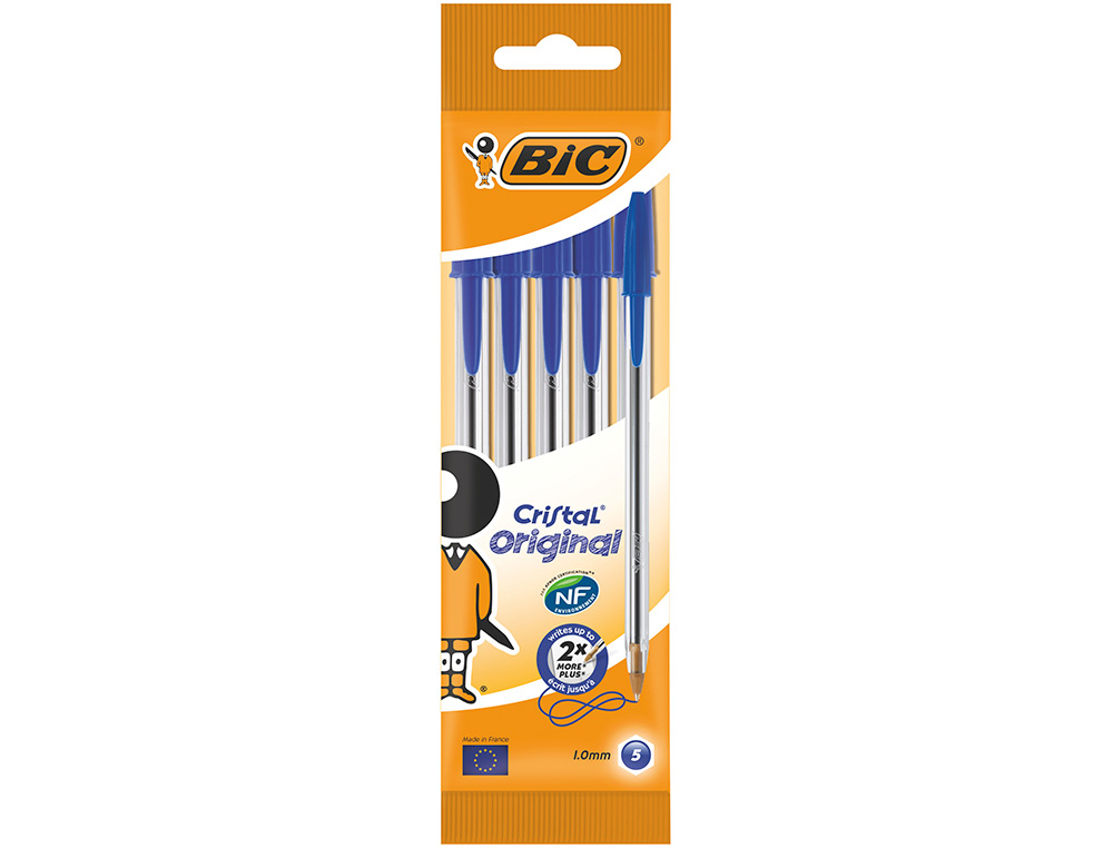ESFEROGRÁFICA BIC CRISTAL , 5 AZUIS - EM BLISTER