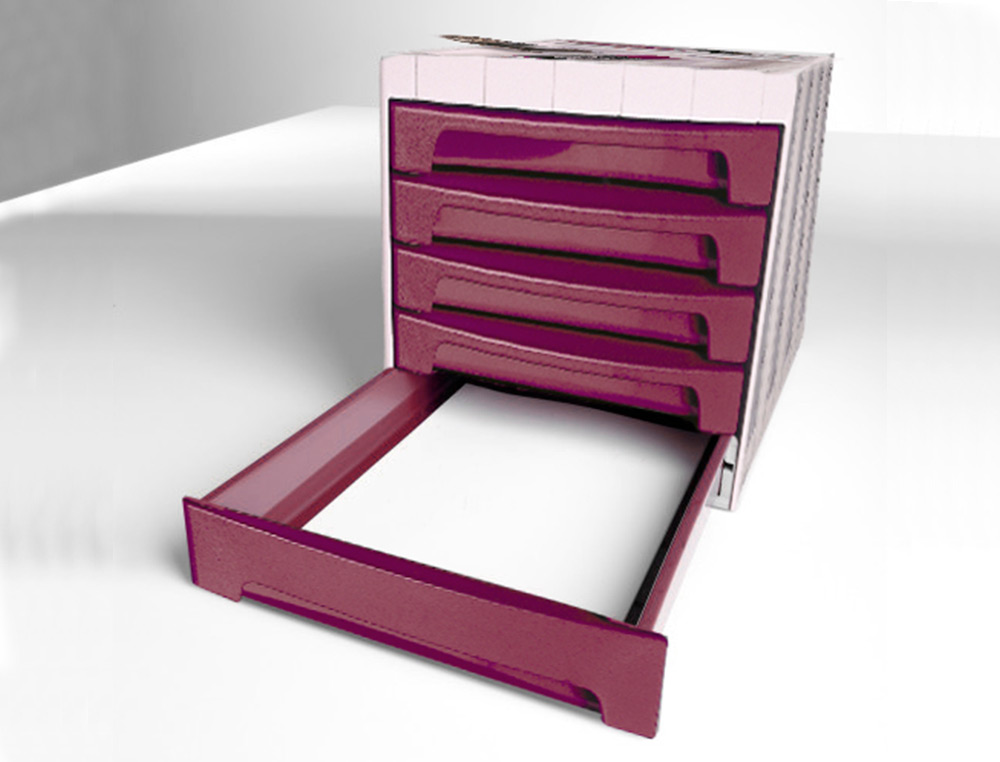 BLOCO CLASSIFICADOR DE SECRETARIA LIDERPAPEL 5 GAVETAS BORDEAUX OPACO 370X305X215 MM ESPACO ORGANIZACAO SUPERIOR