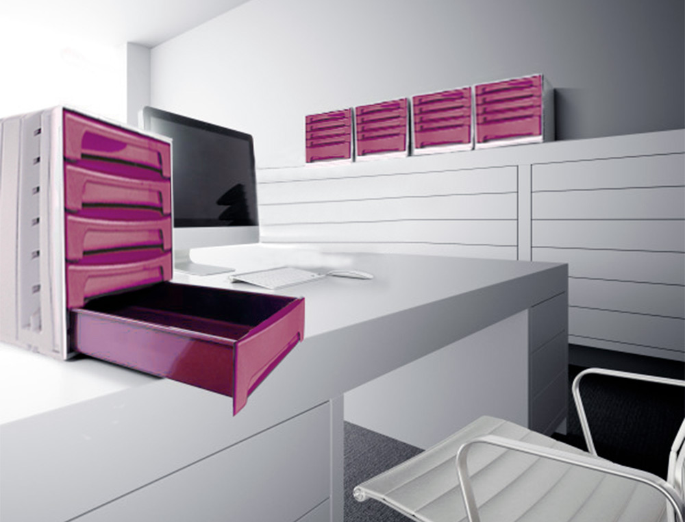 BLOCO CLASSIFICADOR DE SECRETARIA LIDERPAPEL 5 GAVETAS BORDEAUX OPACO 370X305X215 MM ESPACO ORGANIZACAO SUPERIOR