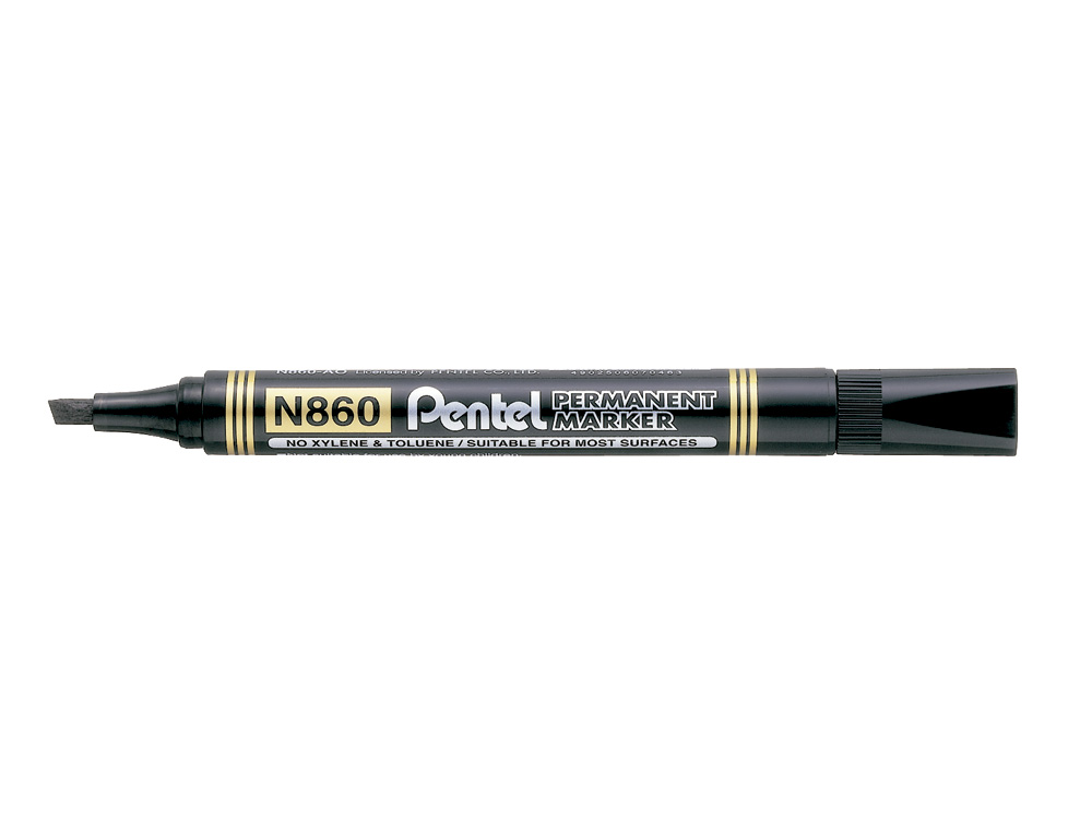 MARCADOR PENTEL N860 PERMANENTE BISELADO PRETO