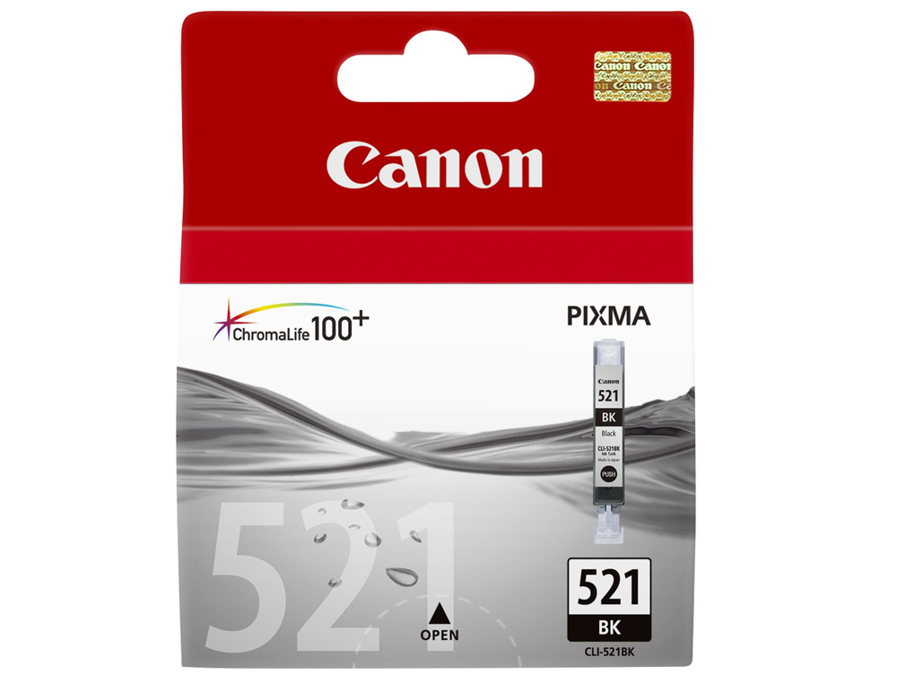 TINTEIRO CANON CLI-521BK PRETOPIXMA MP620/630/980 IP3600/4600