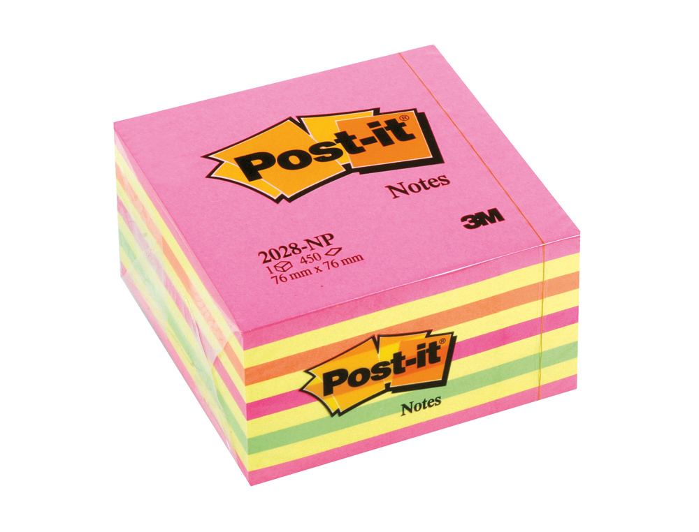 BLOCO DE NOTAS ADESIVAS POST-IT 76X76 MM CUBO COR ROSA NEON 450 FOLHAS