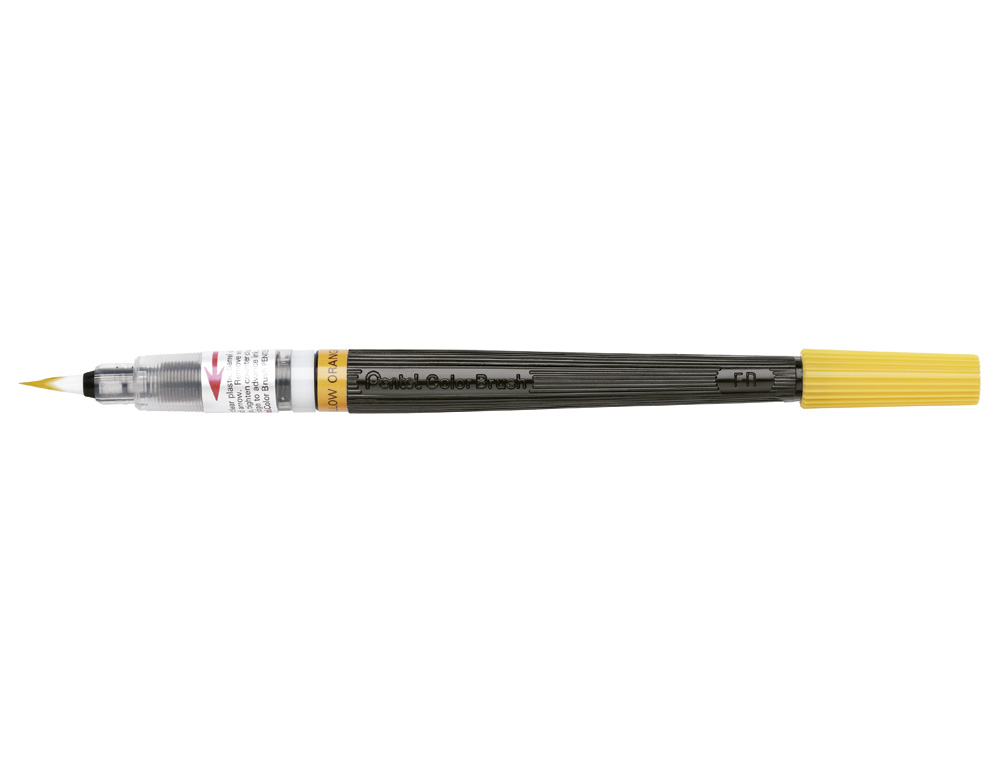 PINCEL COM TINTA A BASE DE AGUA PENTEL GFL AMARELO ALARANJADO PONTA DE NYLON PORTATIL COM TAMPA
