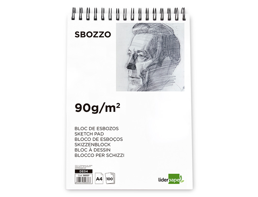 BLOCO DE ESBOCOS LIDERPAPEL ESPIRAL DIN A4 100 FOLHAS 90 GR SEM ESQUADRIA