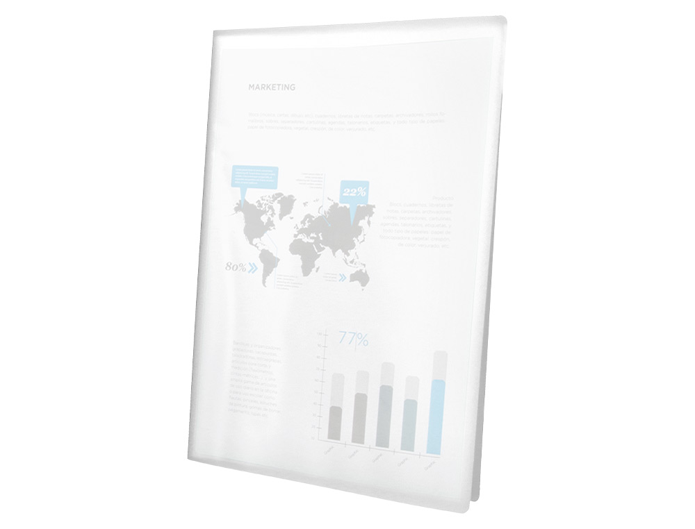 CAPA CATALOGO LIDERPAPEL 20 BOLSAS POLIPROPILENO DIN A4 TRASLUCIDA TRANSPARENTE