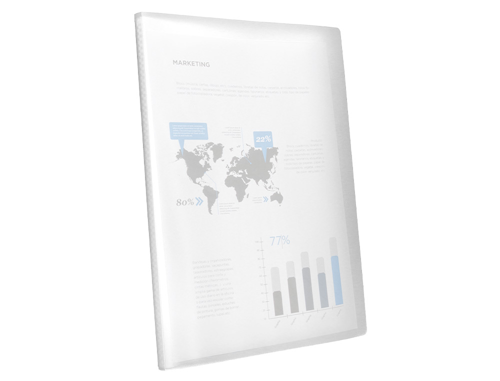 CAPA CATALOGO LIDERPAPEL 20 BOLSAS POLIPROPILENO DIN A4 TRASLUCIDA TRANSPARENTE