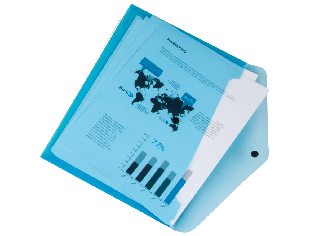 BOLSA PORTA DOCUMENTOS LIDERPAPEL COM MOLA DIN A4 4 CORES SORTIDAS